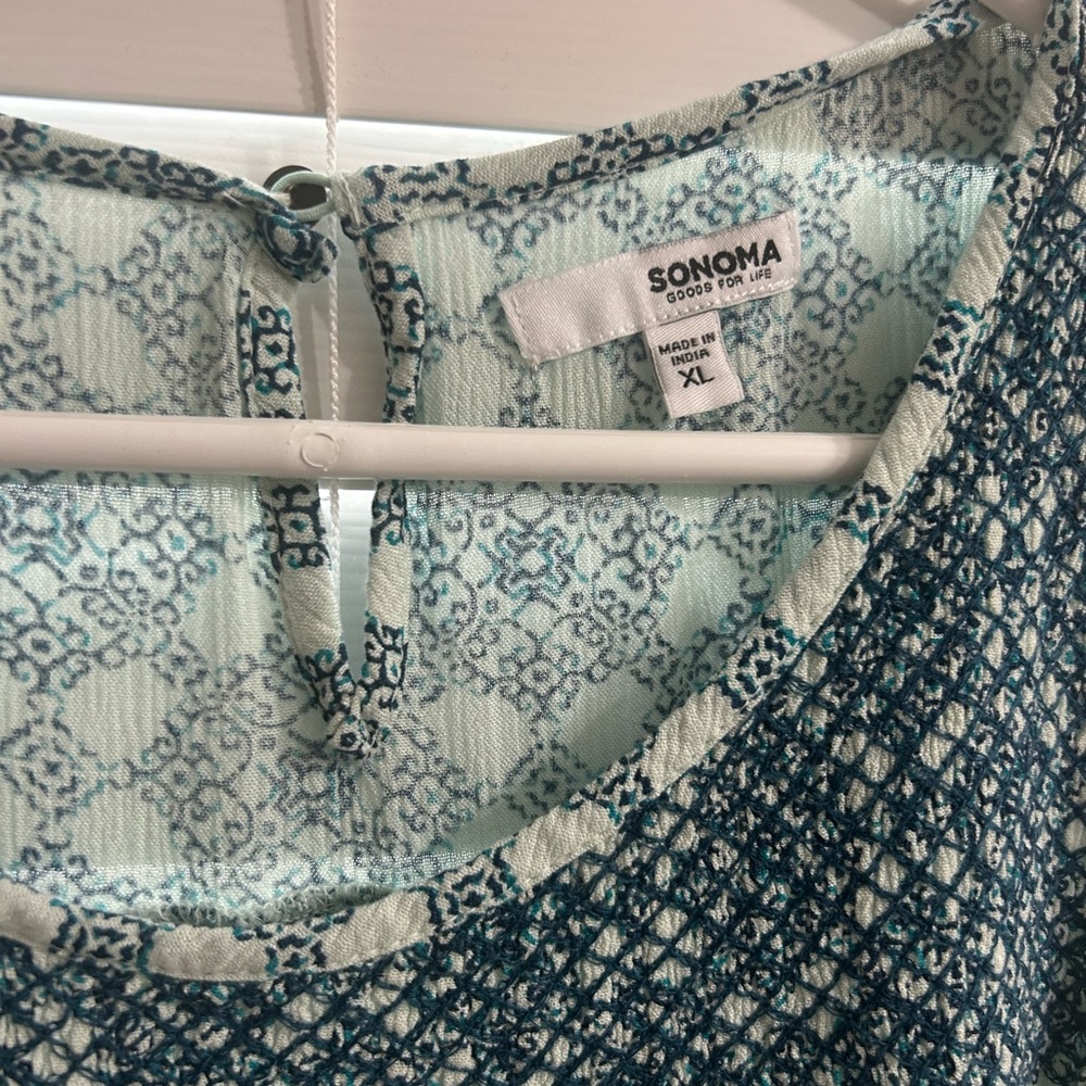 Sonoma Teal Sleeveless Printed Tank Top - Picture 2 of 2